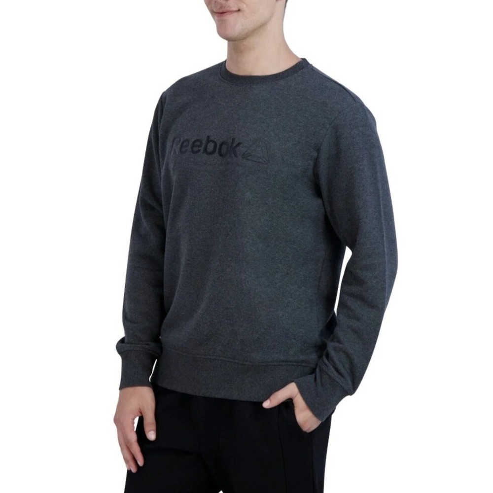 Reebok Mens Charcoal Gray Logo Fleece Crewneck Sweatshirt 3XL REM224FC01